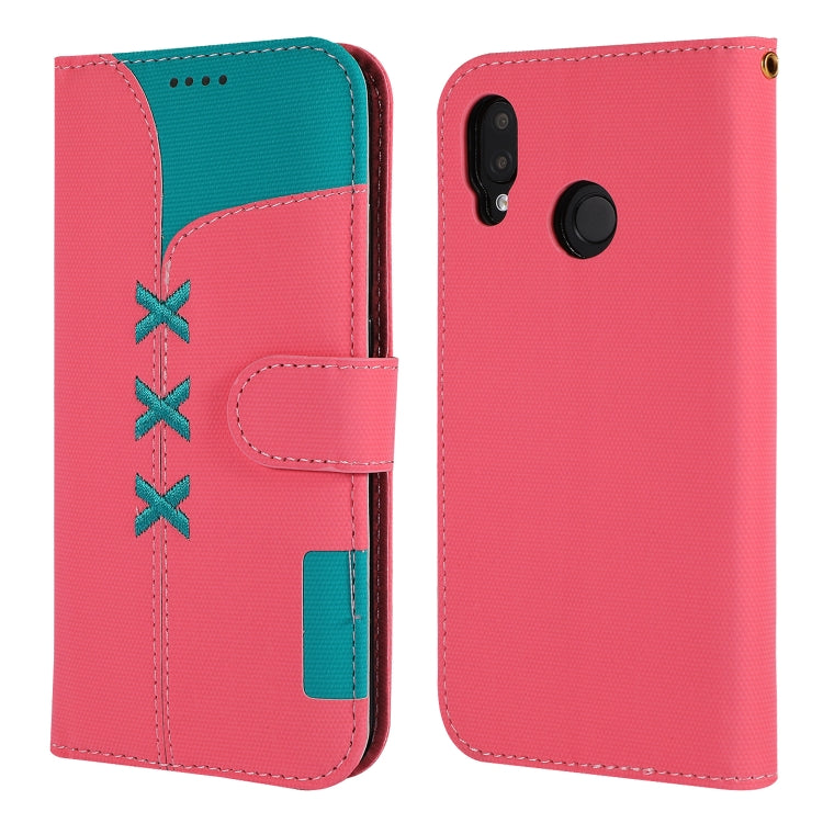Fabric Stitching Embroidery Horizontal Flip Leather Case With Holder & Card Slots & Wallet for Huawei P20 Lite