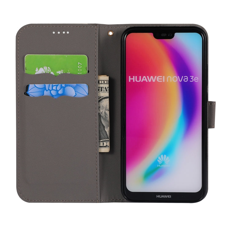Fabric Stitching Embroidery Horizontal Flip Leather Case With Holder & Card Slots & Wallet for Huawei P20 Lite