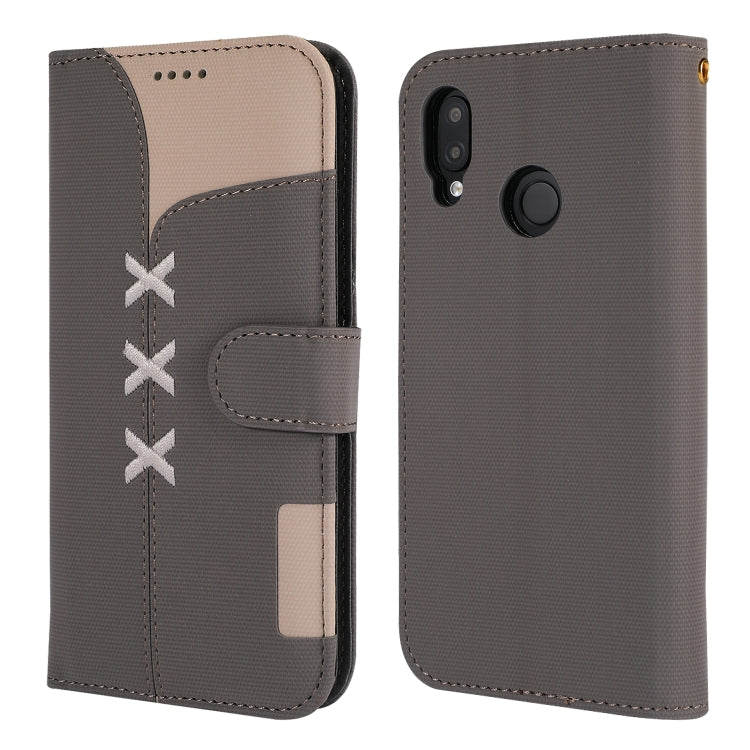 Fabric Stitching Embroidery Horizontal Flip Leather Case With Holder & Card Slots & Wallet for Huawei P20 Lite