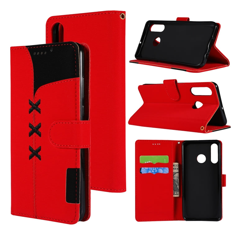 Fabric Stitching Embroidery Horizontal Flip Leather Case With Holder & Card Slots & Wallet for Huawei P30 Lite