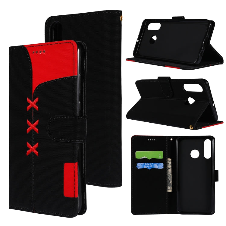 Fabric Stitching Embroidery Horizontal Flip Leather Case With Holder & Card Slots & Wallet for Huawei P30 Lite