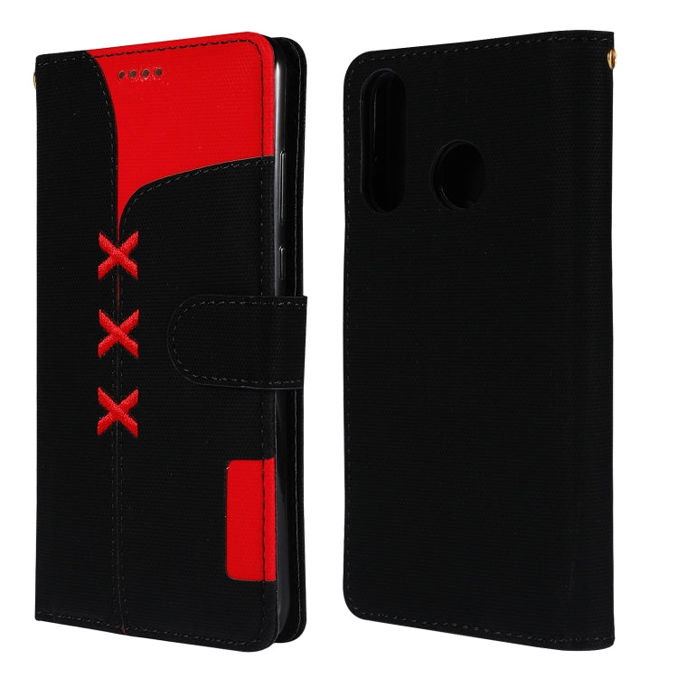 Fabric Stitching Embroidery Horizontal Flip Leather Case With Holder & Card Slots & Wallet for Huawei P30 Lite