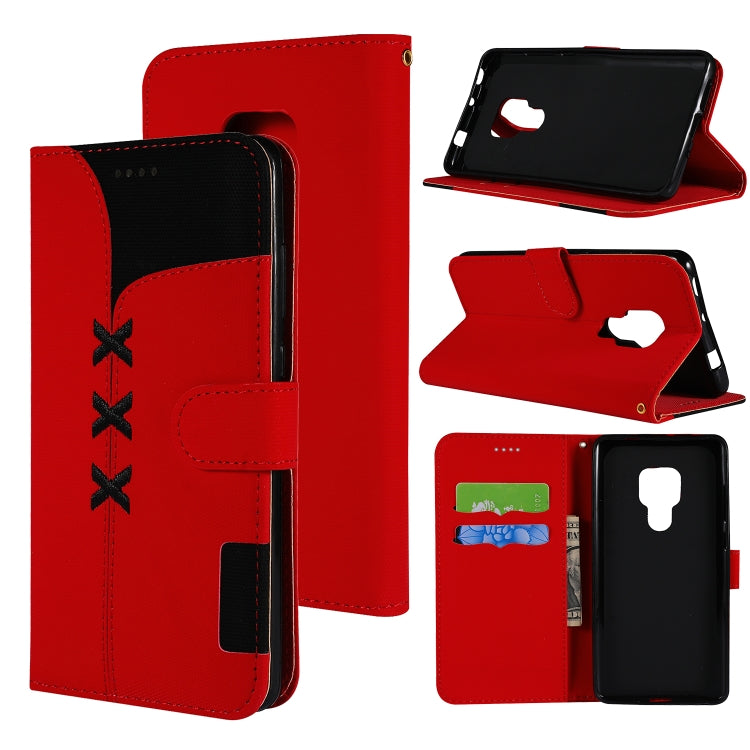 Fabric Stitching Embroidery Horizontal Flip Leather Case With Holder & Card Slots & Wallet for Huawei Mate 20