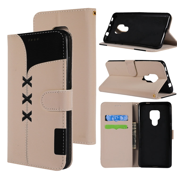 Fabric Stitching Embroidery Horizontal Flip Leather Case With Holder & Card Slots & Wallet for Huawei Mate 20