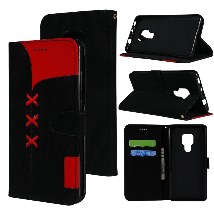 Fabric Stitching Embroidery Horizontal Flip Leather Case With Holder & Card Slots & Wallet for Huawei Mate 20