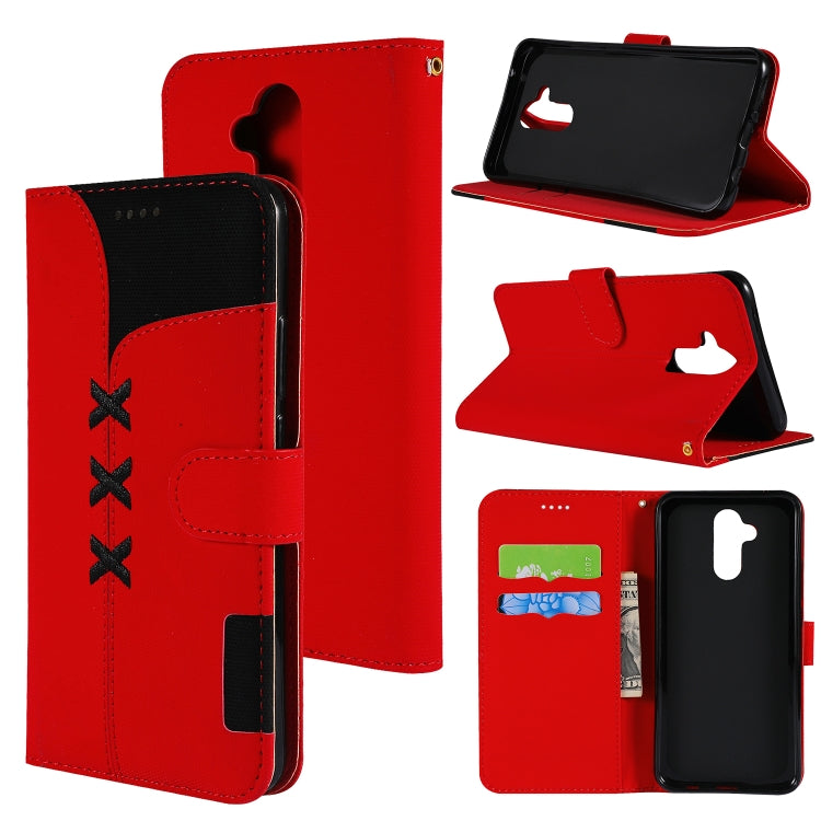 Fabric Stitching Embroidery Horizontal Flip Leather Case With Holder & Card Slots & Wallet for Huawei Mate 20 Lite / Maimang 7