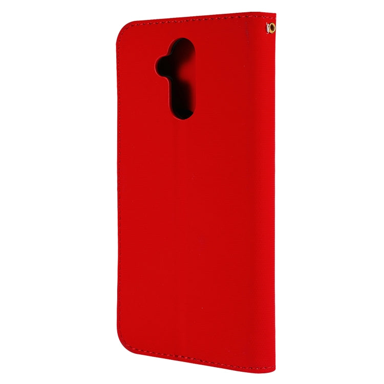Fabric Stitching Embroidery Horizontal Flip Leather Case With Holder & Card Slots & Wallet for Huawei Mate 20 Lite / Maimang 7