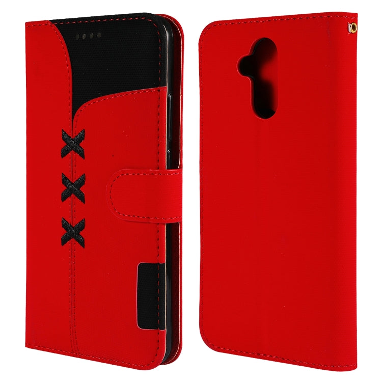 Fabric Stitching Embroidery Horizontal Flip Leather Case With Holder & Card Slots & Wallet for Huawei Mate 20 Lite / Maimang 7