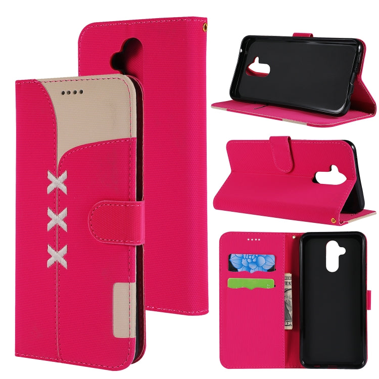 Fabric Stitching Embroidery Horizontal Flip Leather Case With Holder & Card Slots & Wallet for Huawei Mate 20 Lite / Maimang 7