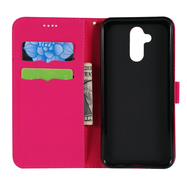 Fabric Stitching Embroidery Horizontal Flip Leather Case With Holder & Card Slots & Wallet for Huawei Mate 20 Lite / Maimang 7
