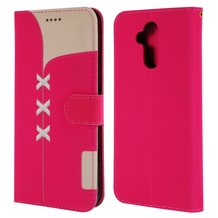 Fabric Stitching Embroidery Horizontal Flip Leather Case With Holder & Card Slots & Wallet for Huawei Mate 20 Lite / Maimang 7