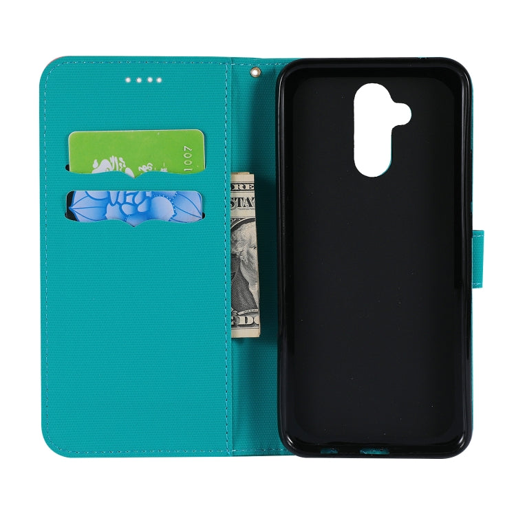 Fabric Stitching Embroidery Horizontal Flip Leather Case With Holder & Card Slots & Wallet for Huawei Mate 20 Lite / Maimang 7