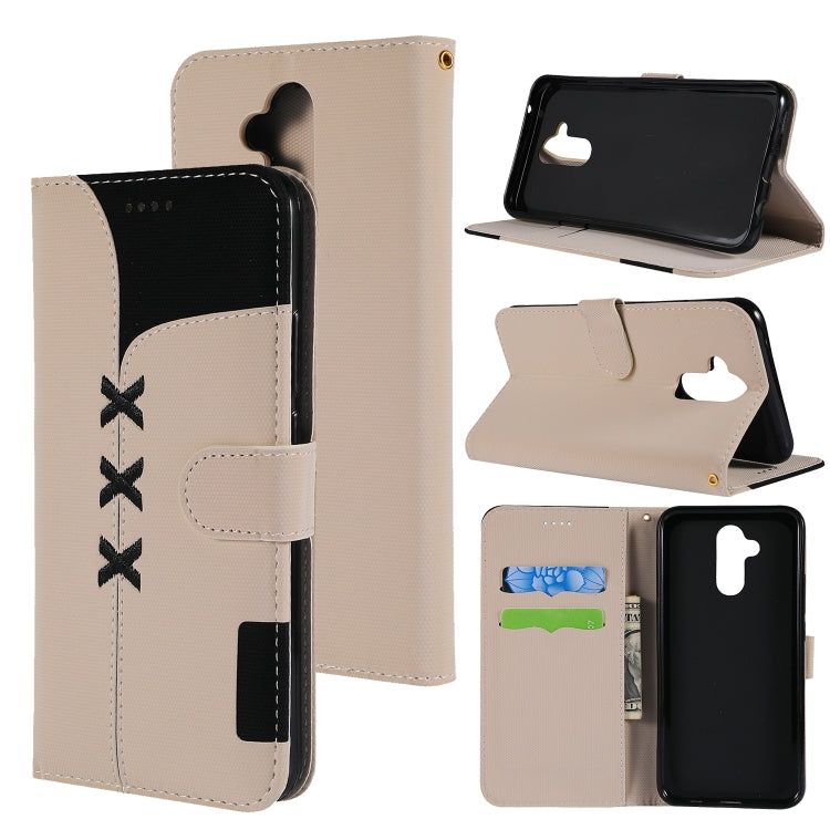 Fabric Stitching Embroidery Horizontal Flip Leather Case With Holder & Card Slots & Wallet for Huawei Mate 20 Lite / Maimang 7