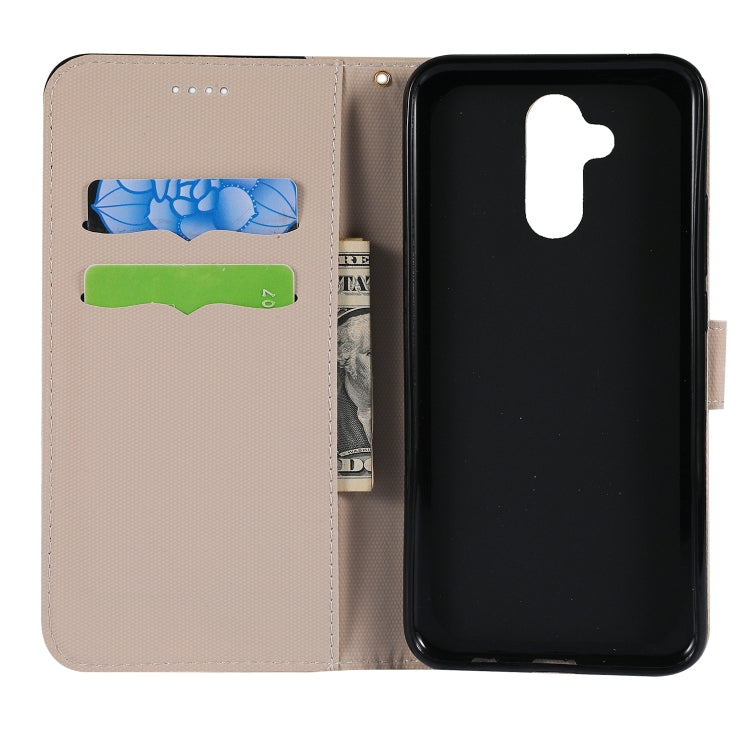 Fabric Stitching Embroidery Horizontal Flip Leather Case With Holder & Card Slots & Wallet for Huawei Mate 20 Lite / Maimang 7