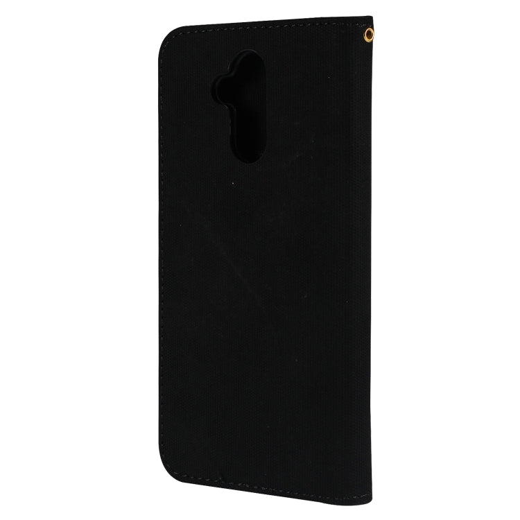 Fabric Stitching Embroidery Horizontal Flip Leather Case With Holder & Card Slots & Wallet for Huawei Mate 20 Lite / Maimang 7