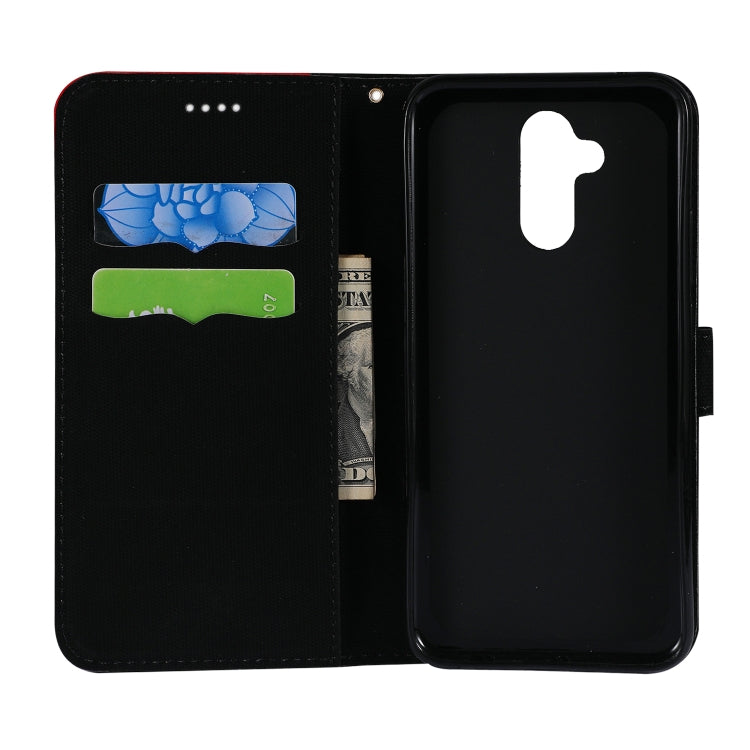 Fabric Stitching Embroidery Horizontal Flip Leather Case With Holder & Card Slots & Wallet for Huawei Mate 20 Lite / Maimang 7