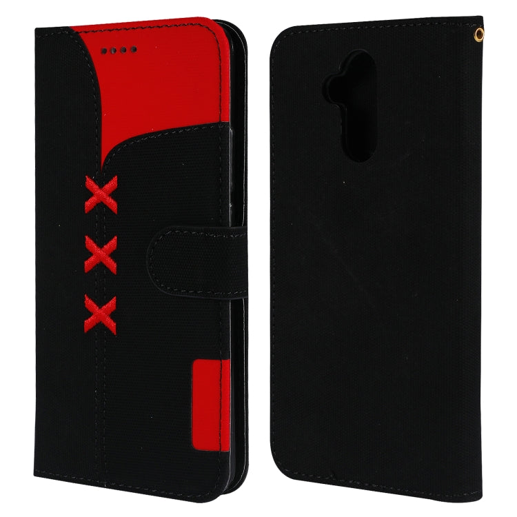Fabric Stitching Embroidery Horizontal Flip Leather Case With Holder & Card Slots & Wallet for Huawei Mate 20 Lite / Maimang 7