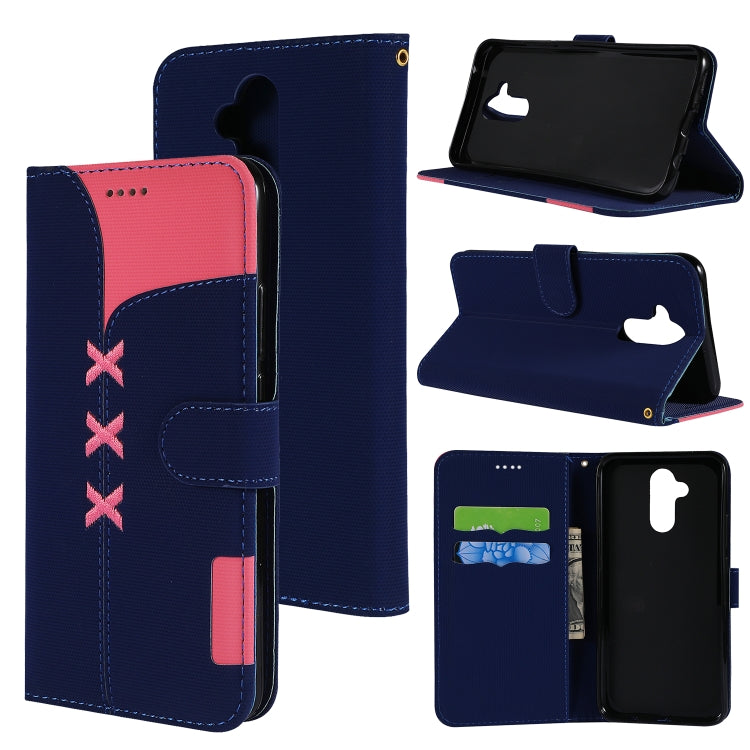 Fabric Stitching Embroidery Horizontal Flip Leather Case With Holder & Card Slots & Wallet for Huawei Mate 20 Lite / Maimang 7