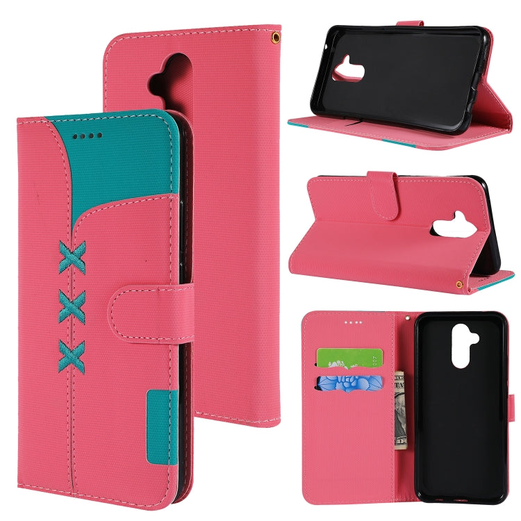 Fabric Stitching Embroidery Horizontal Flip Leather Case With Holder & Card Slots & Wallet for Huawei Mate 20 Lite / Maimang 7