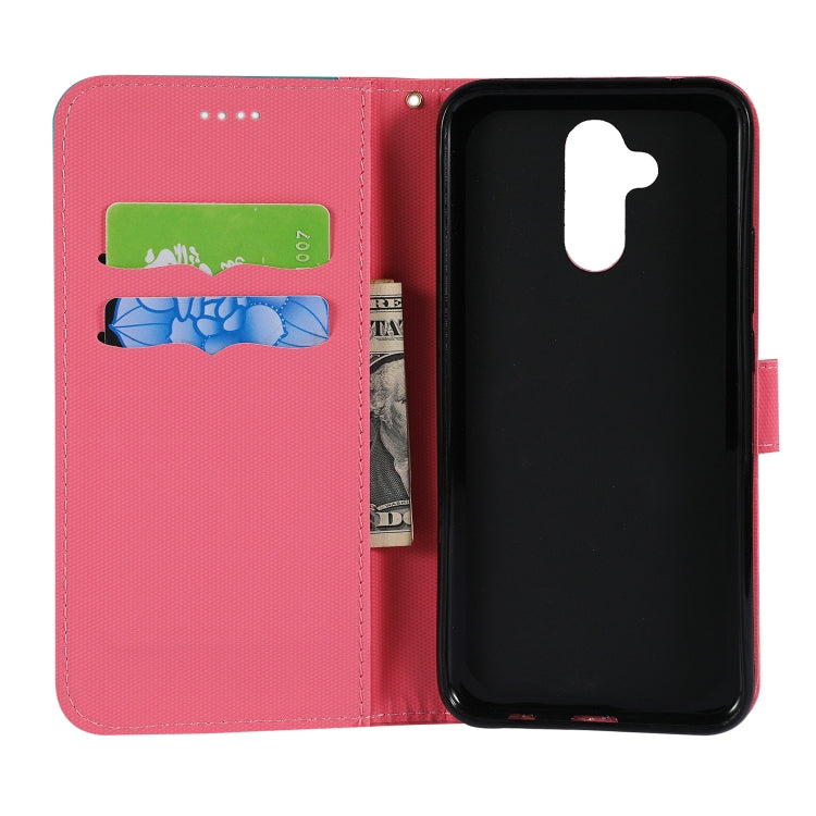 Fabric Stitching Embroidery Horizontal Flip Leather Case With Holder & Card Slots & Wallet for Huawei Mate 20 Lite / Maimang 7