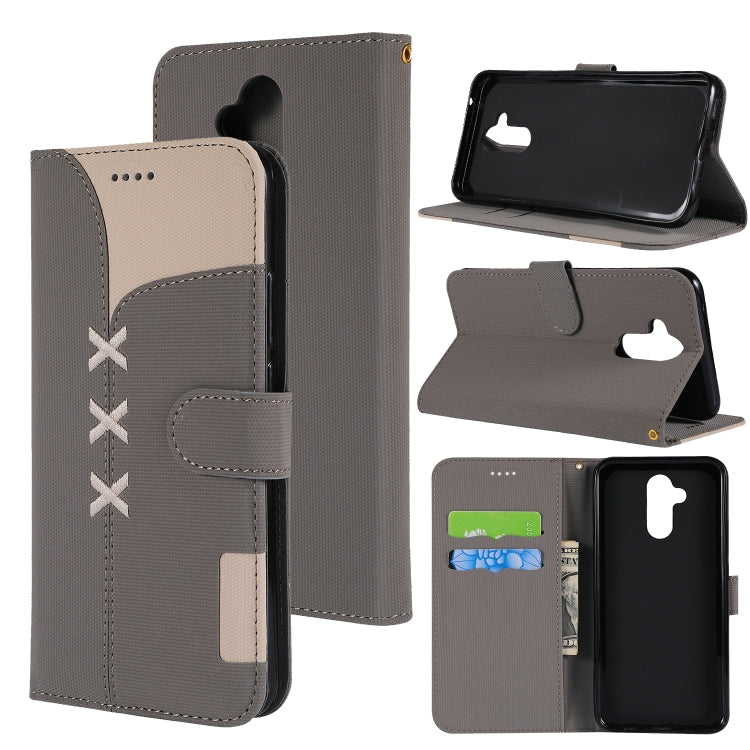 Fabric Stitching Embroidery Horizontal Flip Leather Case With Holder & Card Slots & Wallet for Huawei Mate 20 Lite / Maimang 7
