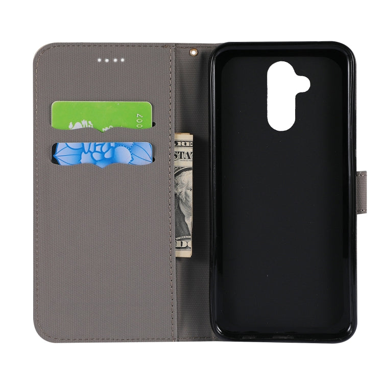 Fabric Stitching Embroidery Horizontal Flip Leather Case With Holder & Card Slots & Wallet for Huawei Mate 20 Lite / Maimang 7