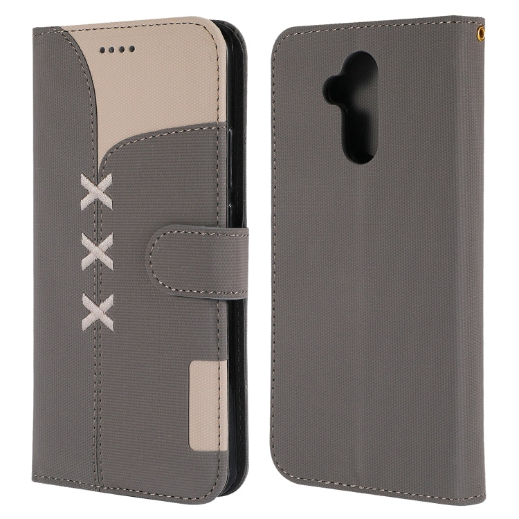 Fabric Stitching Embroidery Horizontal Flip Leather Case With Holder & Card Slots & Wallet for Huawei Mate 20 Lite / Maimang 7