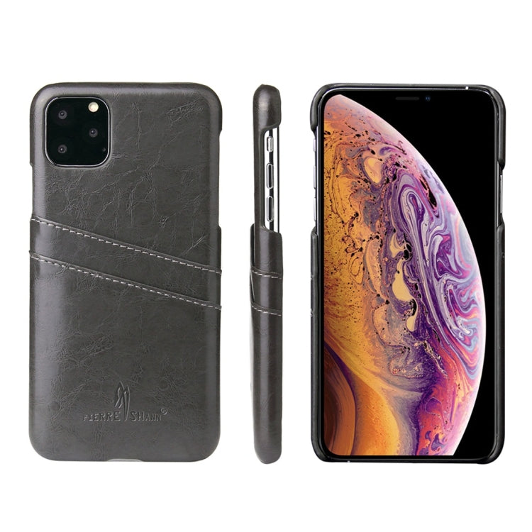 For iPhone 11 Pro Fierre Shann Retro Oil Wax Texture PU Leather Case with Card Slots