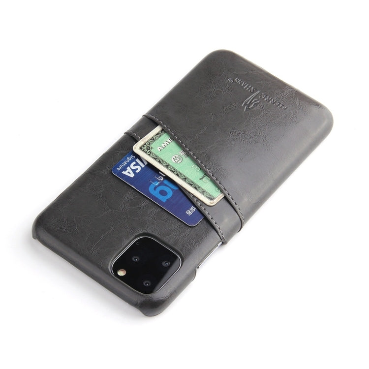 For iPhone 11 Pro Fierre Shann Retro Oil Wax Texture PU Leather Case with Card Slots