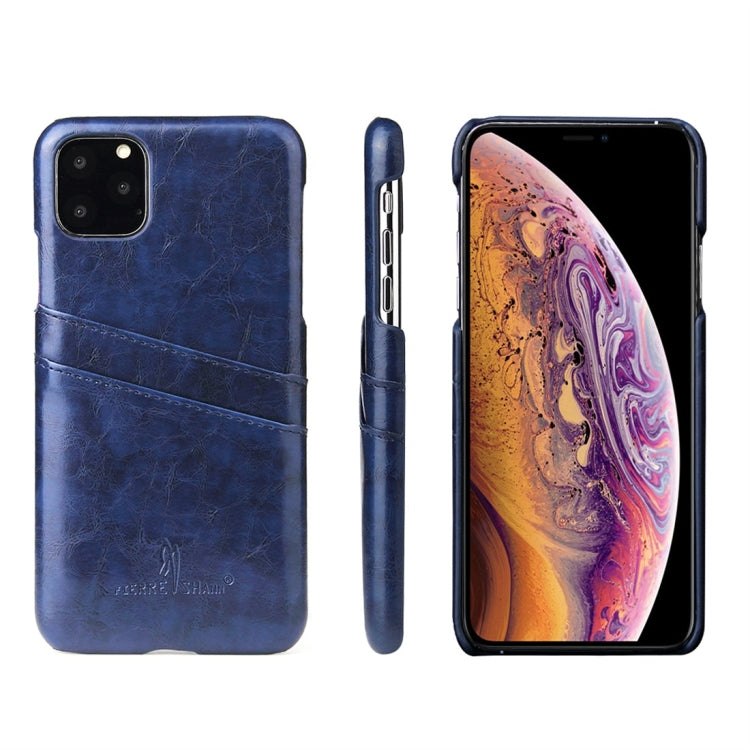 For iPhone 11 Pro Fierre Shann Retro Oil Wax Texture PU Leather Case with Card Slots