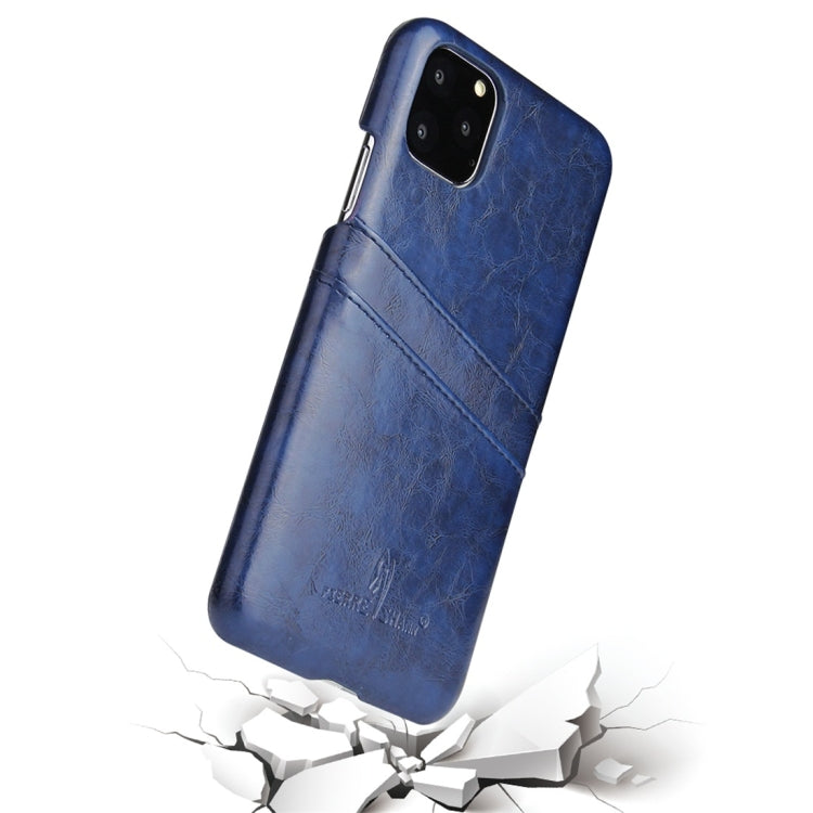 For iPhone 11 Pro Fierre Shann Retro Oil Wax Texture PU Leather Case with Card Slots