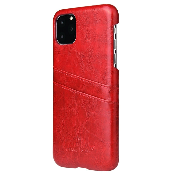 For iPhone 11 Pro Fierre Shann Retro Oil Wax Texture PU Leather Case with Card Slots