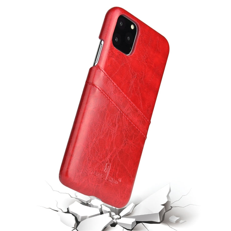 For iPhone 11 Pro Fierre Shann Retro Oil Wax Texture PU Leather Case with Card Slots