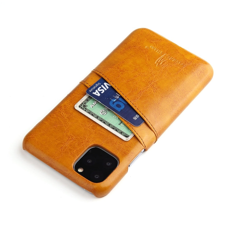 For iPhone 11 Pro Fierre Shann Retro Oil Wax Texture PU Leather Case with Card Slots
