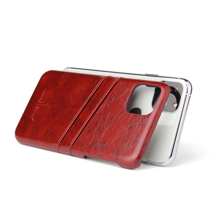 For iPhone 11 Pro Fierre Shann Retro Oil Wax Texture PU Leather Case with Card Slots