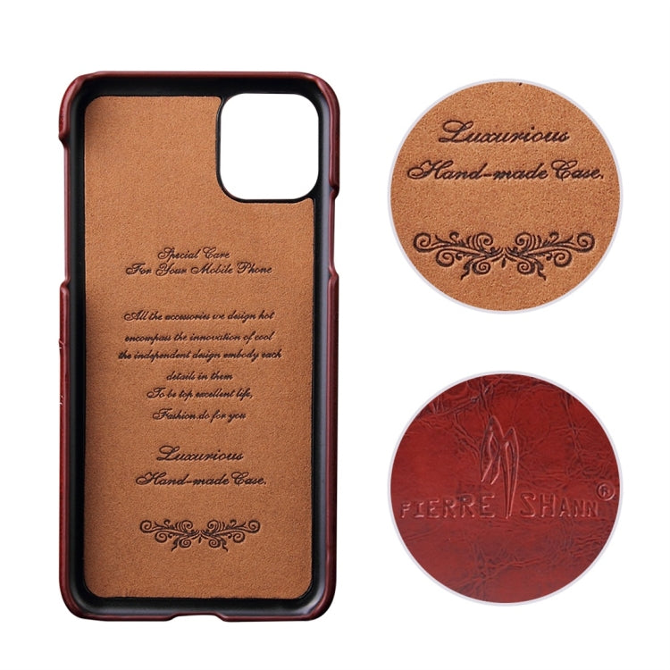 For iPhone 11 Pro Fierre Shann Retro Oil Wax Texture PU Leather Case with Card Slots