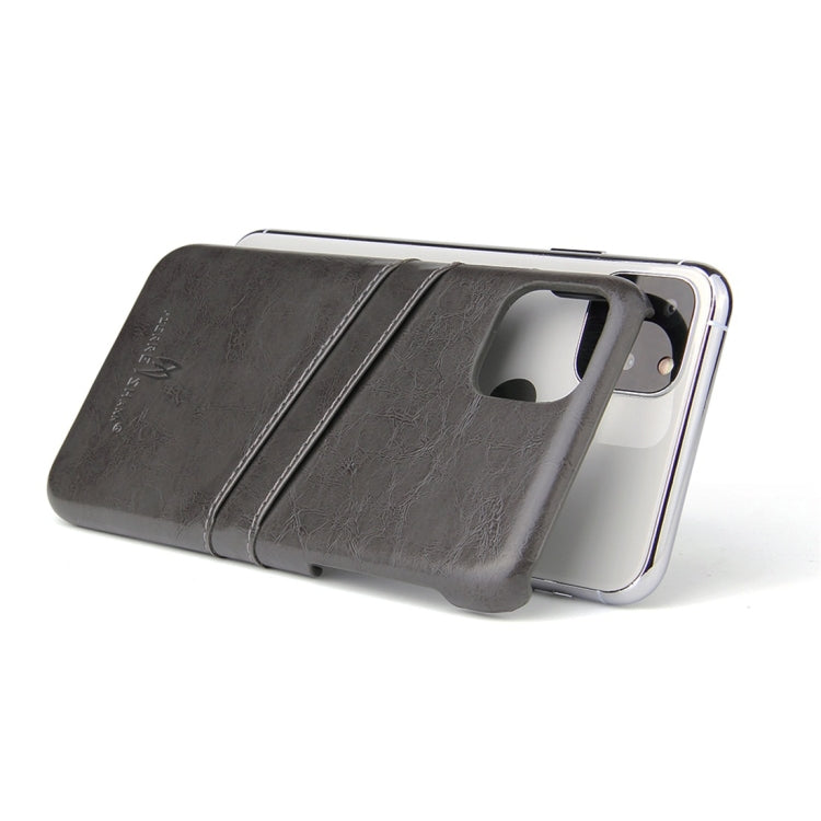 For iPhone 11 Pro Max Fierre Shann Retro Oil Wax Texture PU Leather Case with Card Slots