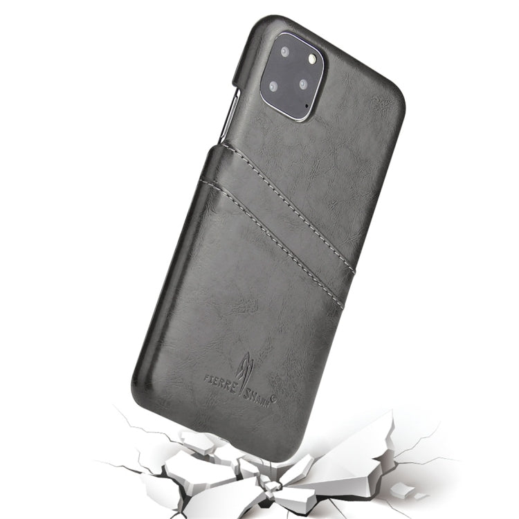For iPhone 11 Pro Max Fierre Shann Retro Oil Wax Texture PU Leather Case with Card Slots