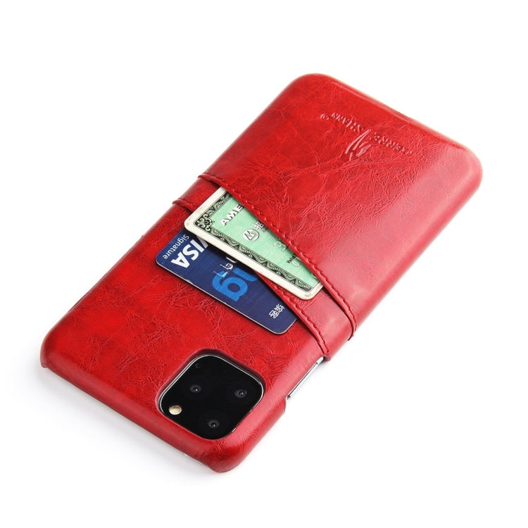 For iPhone 11 Pro Max Fierre Shann Retro Oil Wax Texture PU Leather Case with Card Slots
