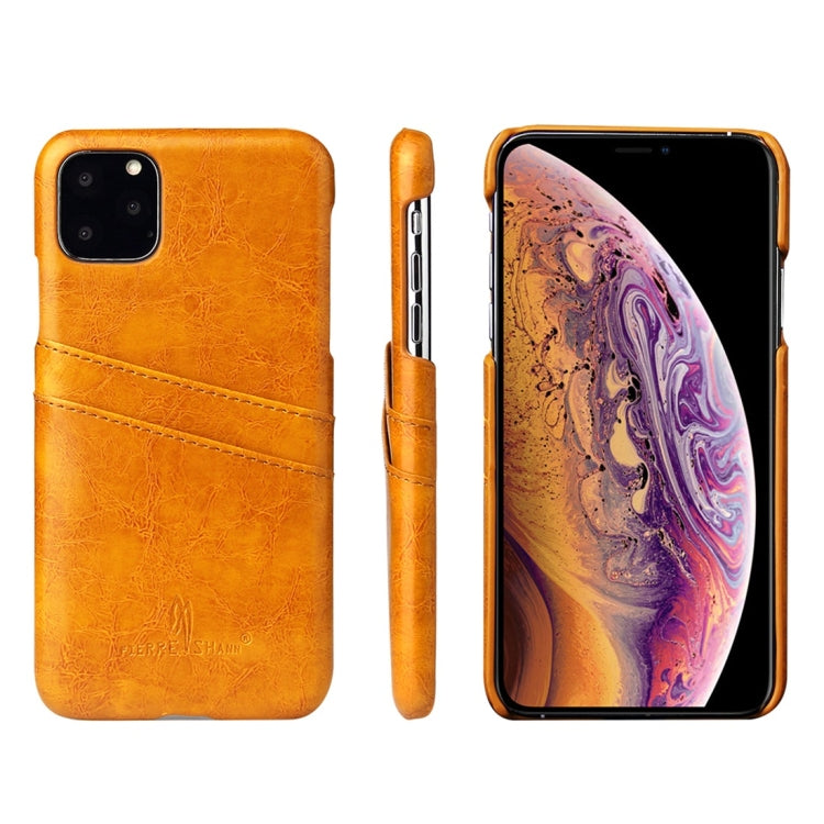 For iPhone 11 Pro Max Fierre Shann Retro Oil Wax Texture PU Leather Case with Card Slots