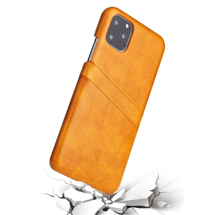 For iPhone 11 Pro Max Fierre Shann Retro Oil Wax Texture PU Leather Case with Card Slots