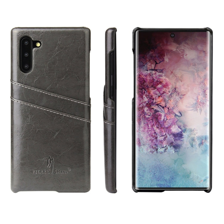 Fierre Shann Retro Oil Wax Texture PU Leather Case with Card Slots for Galaxy Note 10