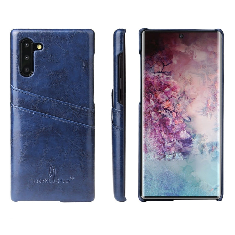 Fierre Shann Retro Oil Wax Texture PU Leather Case with Card Slots for Galaxy Note 10