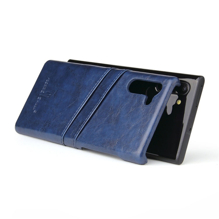 Fierre Shann Retro Oil Wax Texture PU Leather Case with Card Slots for Galaxy Note 10