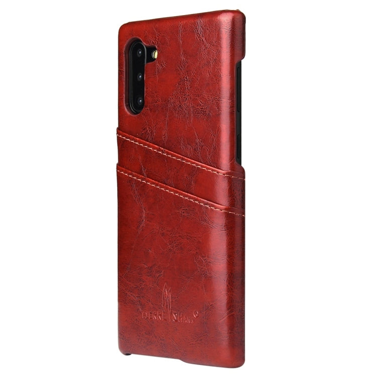 Fierre Shann Retro Oil Wax Texture PU Leather Case with Card Slots for Galaxy Note 10