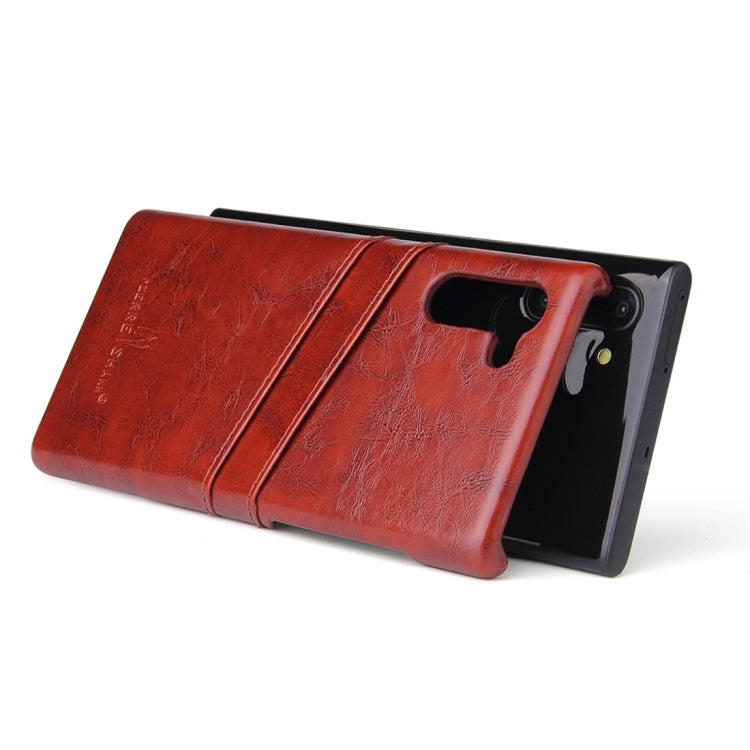 Fierre Shann Retro Oil Wax Texture PU Leather Case with Card Slots for Galaxy Note 10