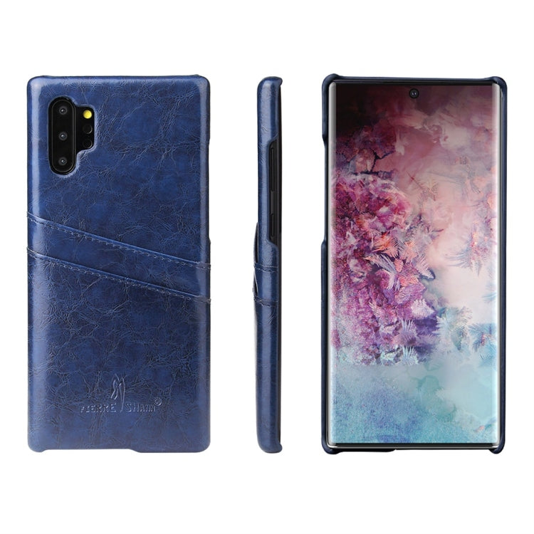 Fierre Shann Retro Oil Wax Texture PU Leather Case with Card Slots for Galaxy Note 10+