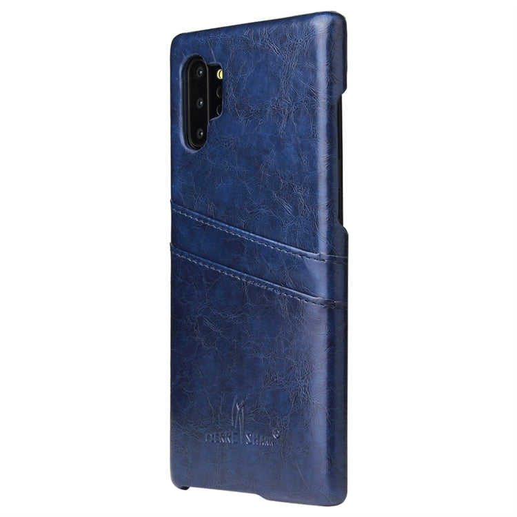 Fierre Shann Retro Oil Wax Texture PU Leather Case with Card Slots for Galaxy Note 10+