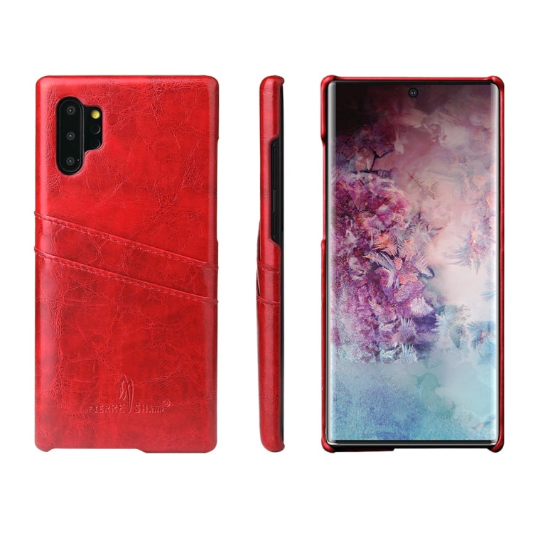 Fierre Shann Retro Oil Wax Texture PU Leather Case with Card Slots for Galaxy Note 10+