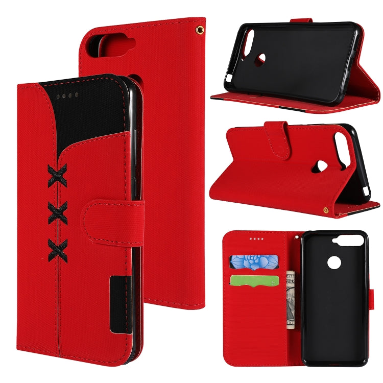 Fabric Stitching Embroidery Horizontal Flip Leather Case With Holder & Card Slots & Wallet for Huawei Honor 7A